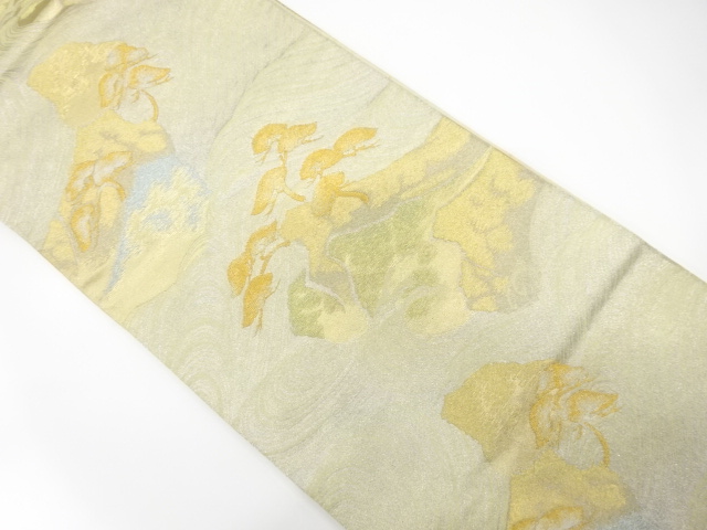 JAPANESE KIMONO / ANTIQUE FUKURO OBI / SILK / WOVEN WAVE